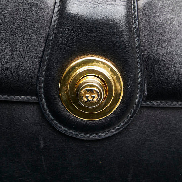 グッチ インターロッキングG 斜め掛け ショルダーバッグ ブラック レザー レディース GUCCI 【中古】