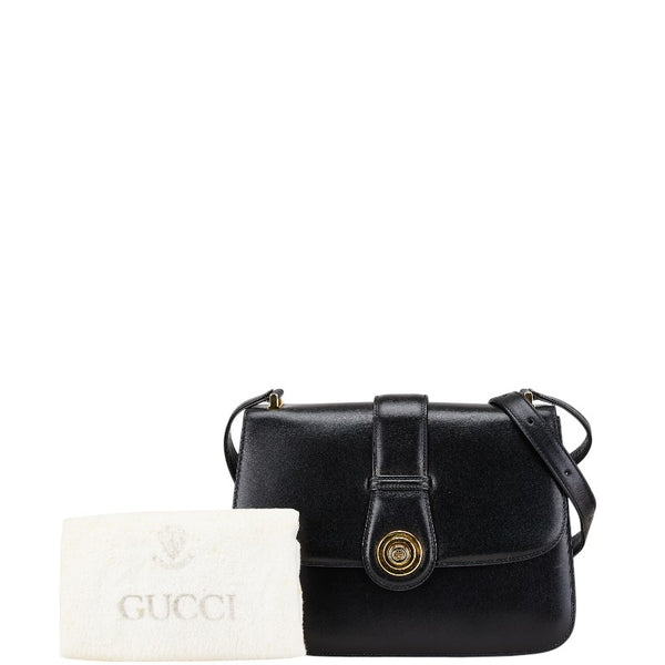 グッチ インターロッキングG 斜め掛け ショルダーバッグ ブラック レザー レディース GUCCI 【中古】