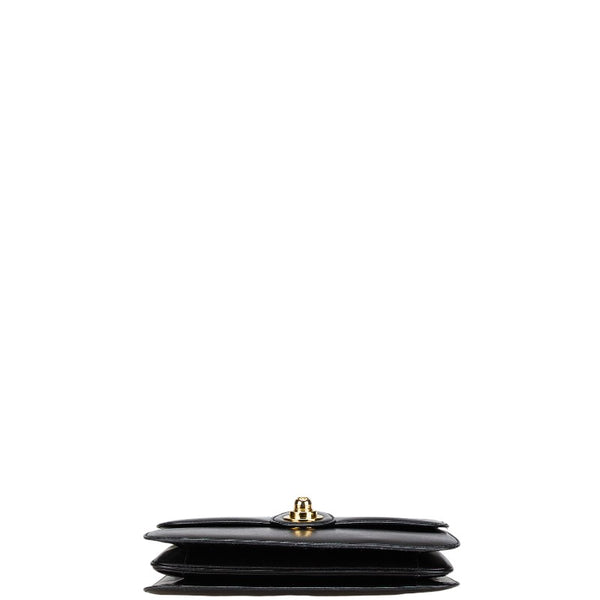 グッチ インターロッキングG 斜め掛け ショルダーバッグ ブラック レザー レディース GUCCI 【中古】