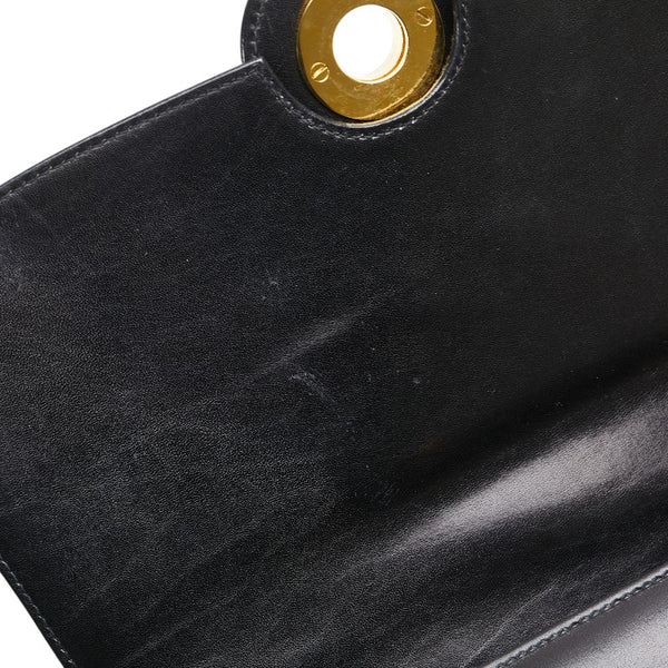 グッチ インターロッキングG 斜め掛け ショルダーバッグ ブラック レザー レディース GUCCI 【中古】