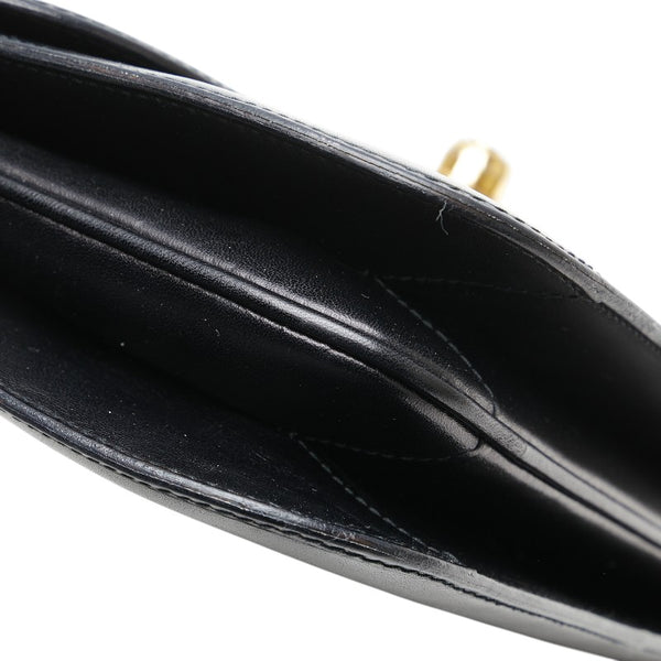 グッチ インターロッキングG 斜め掛け ショルダーバッグ ブラック レザー レディース GUCCI 【中古】