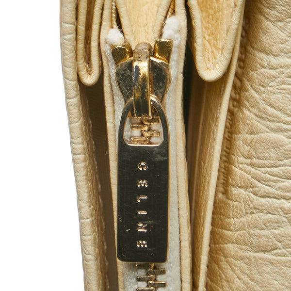 セリーヌ マカダム 長財布 ブラウン アイボリー キャンバス レザー レディース CELINE 【中古】