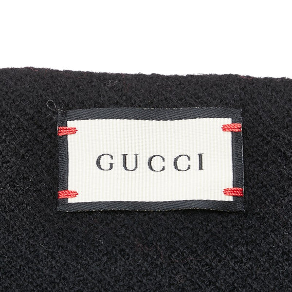 グッチ ロゴ リバーシブル マフラー レッド ウール レディース GUCCI 【中古】