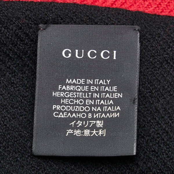 グッチ ロゴ リバーシブル マフラー レッド ウール レディース GUCCI 【中古】