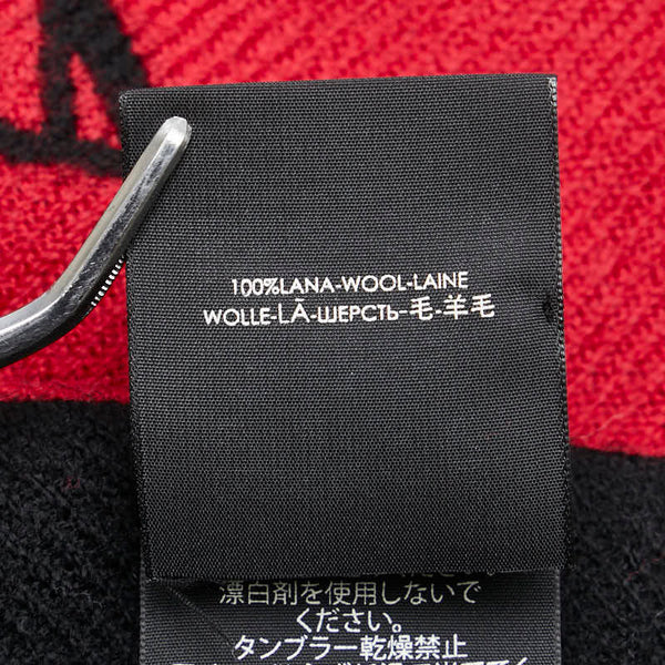 グッチ ロゴ リバーシブル マフラー レッド ウール レディース GUCCI 【中古】