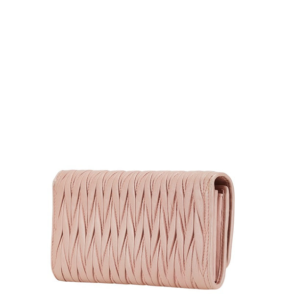 ミュウミュウ マテラッセ ビジュー 長財布 5MH109 ピンク レザー レディース MIUMIU 【中古】