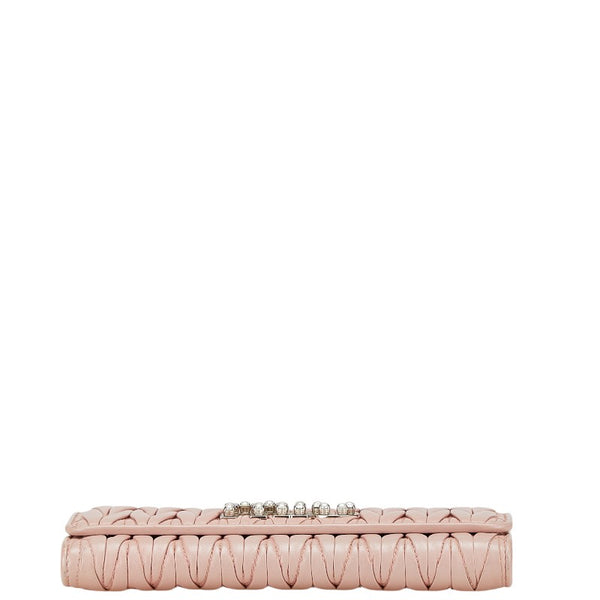 ミュウミュウ マテラッセ ビジュー 長財布 5MH109 ピンク レザー レディース MIUMIU 【中古】