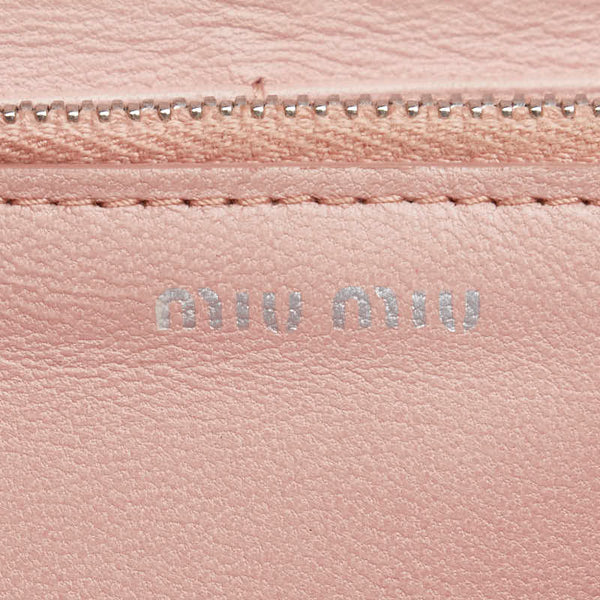 ミュウミュウ マテラッセ ビジュー 長財布 5MH109 ピンク レザー レディース MIUMIU 【中古】
