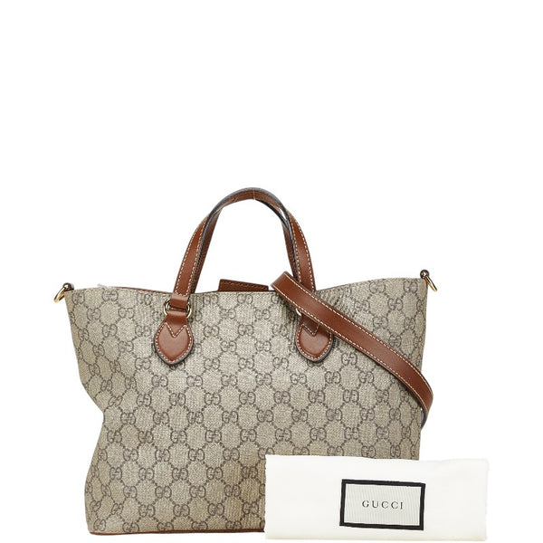 グッチ GGスプリーム ハンドバッグ ショルダーバッグ 2WAY 473887 ベージュ ブラウン PVC レザー レディース GUCCI 【中古】