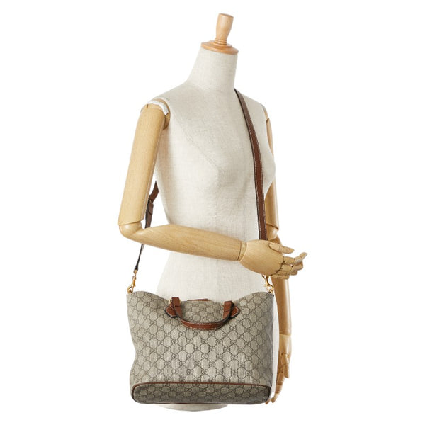 グッチ GGスプリーム ハンドバッグ ショルダーバッグ 2WAY 473887 ベージュ ブラウン PVC レザー レディース GUCCI 【中古】