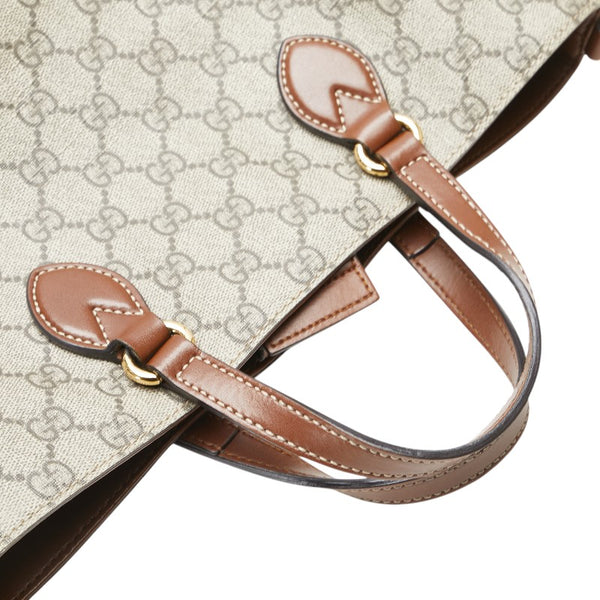 グッチ GGスプリーム ハンドバッグ ショルダーバッグ 2WAY 473887 ベージュ ブラウン PVC レザー レディース GUCCI 【中古】