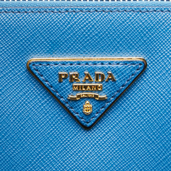 プラダ 三角ロゴプレート ハンドバッグ ブルー サフィアーノ レディース PRADA 【中古】