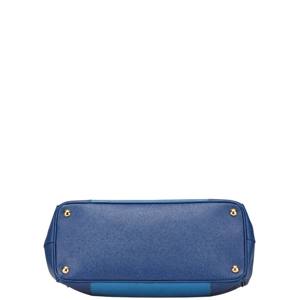 プラダ 三角ロゴプレート ハンドバッグ ブルー サフィアーノ レディース PRADA 【中古】