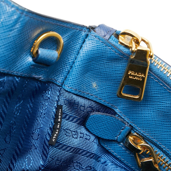 プラダ 三角ロゴプレート ハンドバッグ ブルー サフィアーノ レディース PRADA 【中古】