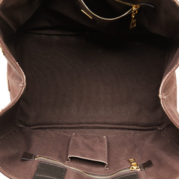 プラダ 三角ロゴプレート カナパL ハンドバッグ トートバッグ ブラウン キャンバス レディース PRADA 【中古】