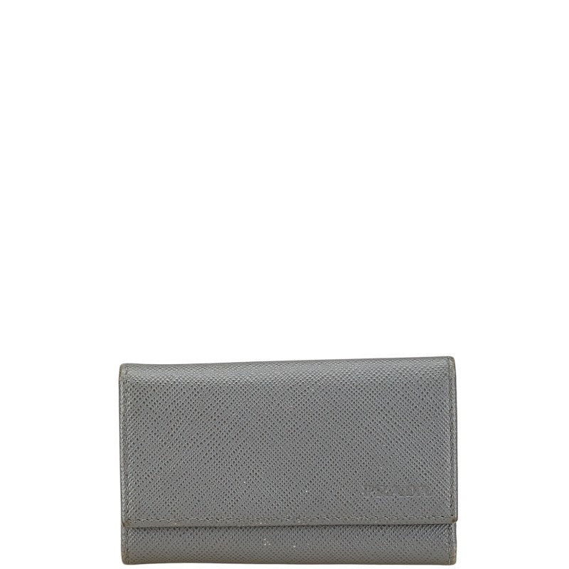 プラダ ロゴ 6連 キーケース 2PG222 グレー サフィアーノ レディース PRADA 【中古】