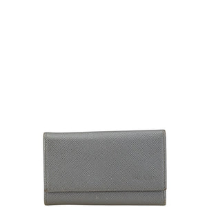 プラダ ロゴ 6連 キーケース 2PG222 グレー サフィアーノ レディース PRADA 【中古】