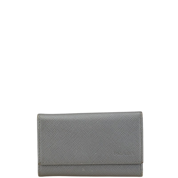 プラダ ロゴ 6連 キーケース 2PG222 グレー サフィアーノ レディース PRADA 【中古】