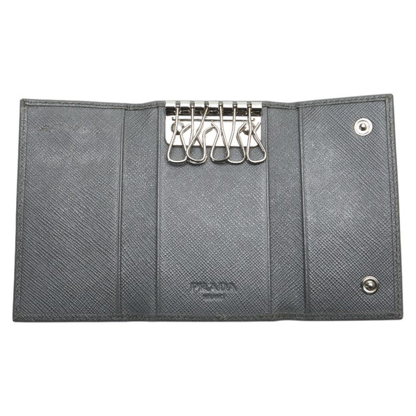 プラダ ロゴ 6連 キーケース 2PG222 グレー サフィアーノ レディース PRADA 【中古】