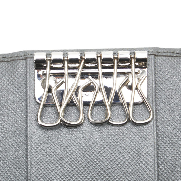 プラダ ロゴ 6連 キーケース 2PG222 グレー サフィアーノ レディース PRADA 【中古】