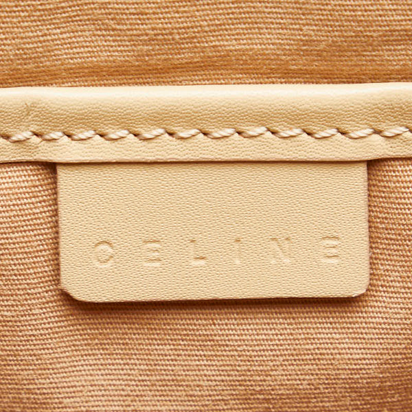 セリーヌ ロゴエンボス ハンドバッグ ベージュ レザー レディース CELINE 【中古】