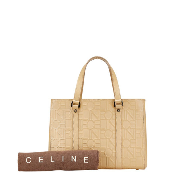 セリーヌ ロゴエンボス ハンドバッグ ベージュ レザー レディース CELINE 【中古】