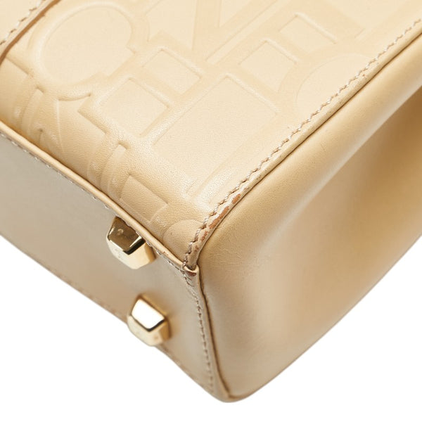 セリーヌ ロゴエンボス ハンドバッグ ベージュ レザー レディース CELINE 【中古】