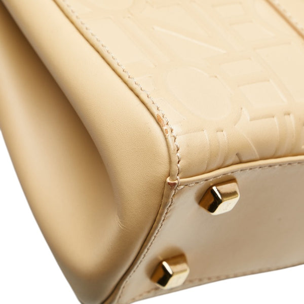 セリーヌ ロゴエンボス ハンドバッグ ベージュ レザー レディース CELINE 【中古】