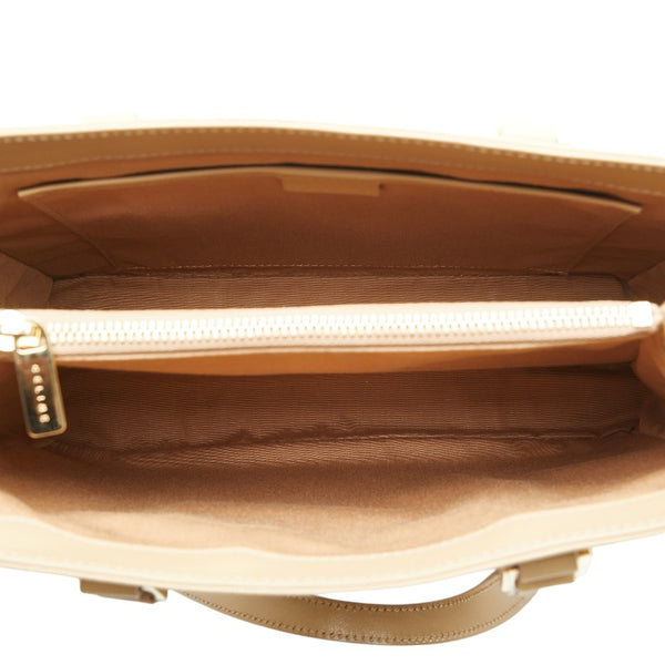 セリーヌ ロゴエンボス ハンドバッグ ベージュ レザー レディース CELINE 【中古】