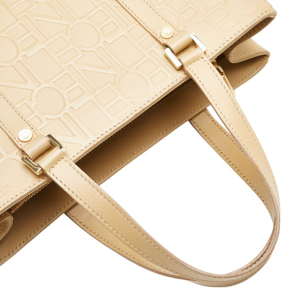 セリーヌ ロゴエンボス ハンドバッグ ベージュ レザー レディース CELINE 【中古】