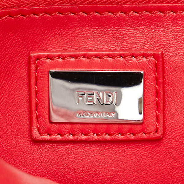 フェンディ ミニ ピーカブー スタッズ ハンドバッグ ショルダーバッグ 2WAY 8BN244 ライトブルー レッド レザー レディース FENDI 【中古】