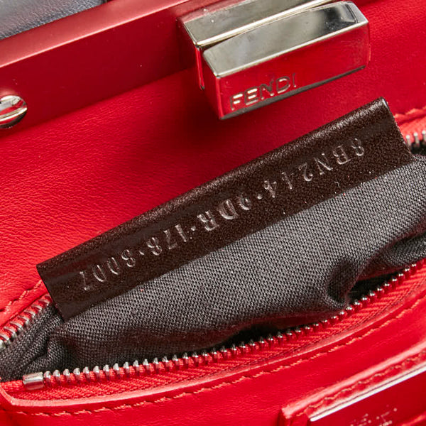 フェンディ ミニ ピーカブー スタッズ ハンドバッグ ショルダーバッグ 2WAY 8BN244 ライトブルー レッド レザー レディース FENDI 【中古】