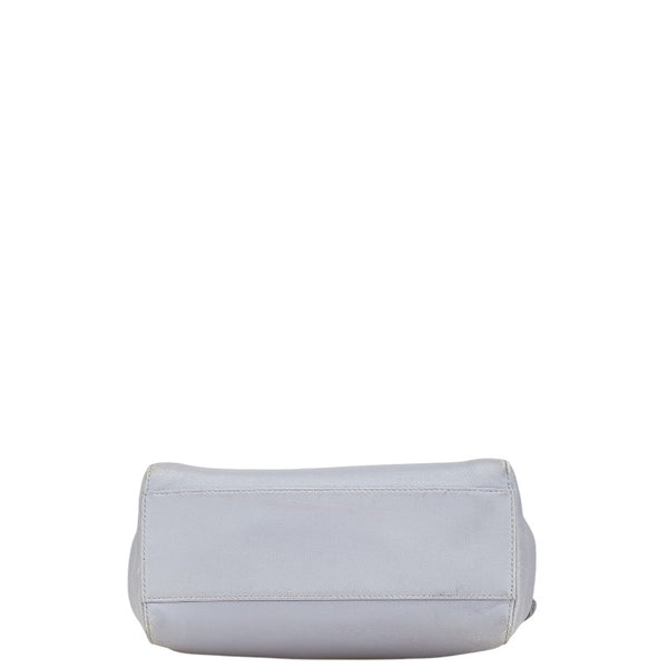 フェンディ ミニ ピーカブー スタッズ ハンドバッグ ショルダーバッグ 2WAY 8BN244 ライトブルー レッド レザー レディース FENDI 【中古】