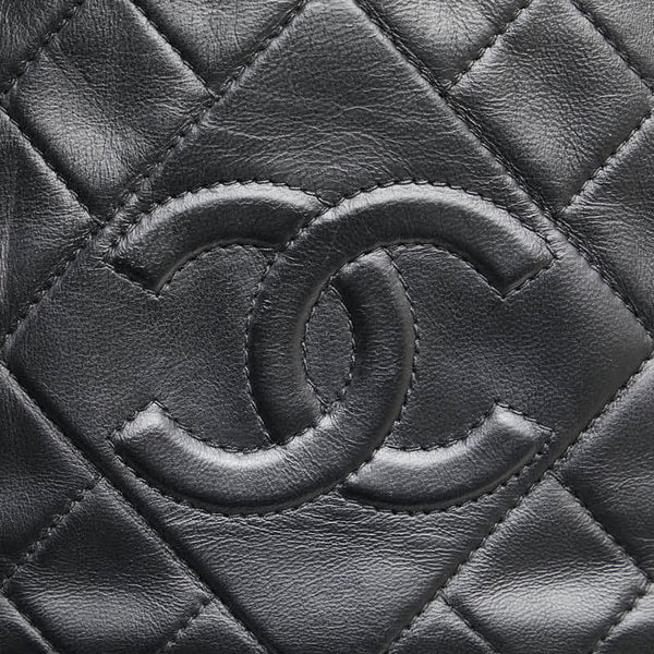 シャネル マトラッセ ココマーク フリンジ 斜め掛け ショルダーバッグ ブラック ラムスキン レディース CHANEL 【中古】