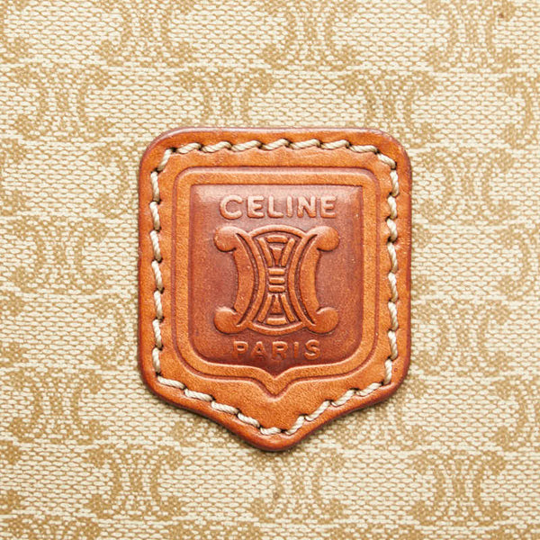 セリーヌ マカダム トートバッグ ハンドバッグ ベージュ ブラウン PVC レザー レディース CELINE 【中古】