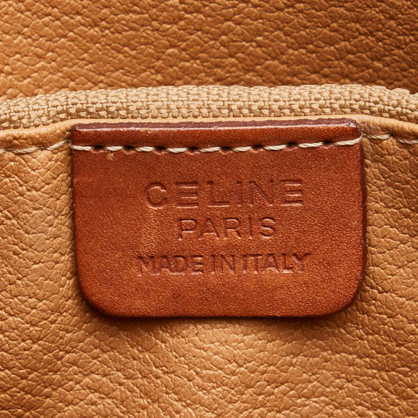 セリーヌ マカダム トートバッグ ハンドバッグ ベージュ ブラウン PVC レザー レディース CELINE 【中古】