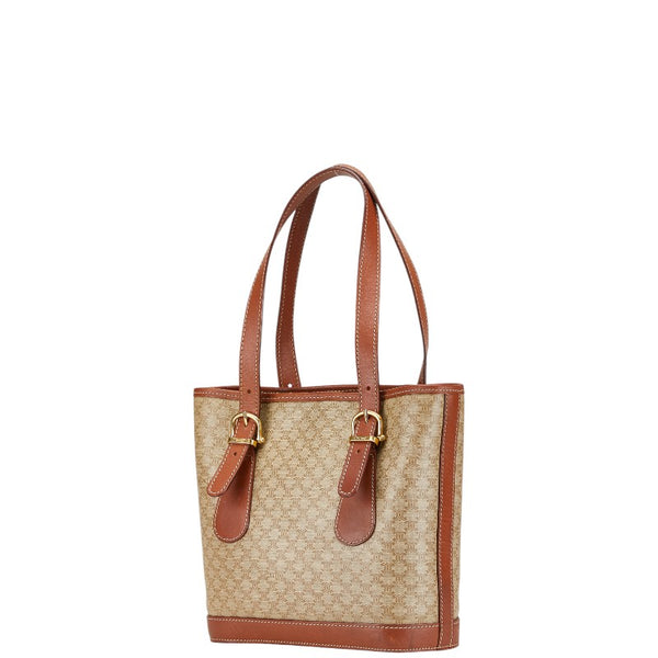 セリーヌ マカダム トートバッグ ハンドバッグ ベージュ ブラウン PVC レザー レディース CELINE 【中古】
