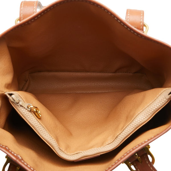セリーヌ マカダム トートバッグ ハンドバッグ ベージュ ブラウン PVC レザー レディース CELINE 【中古】