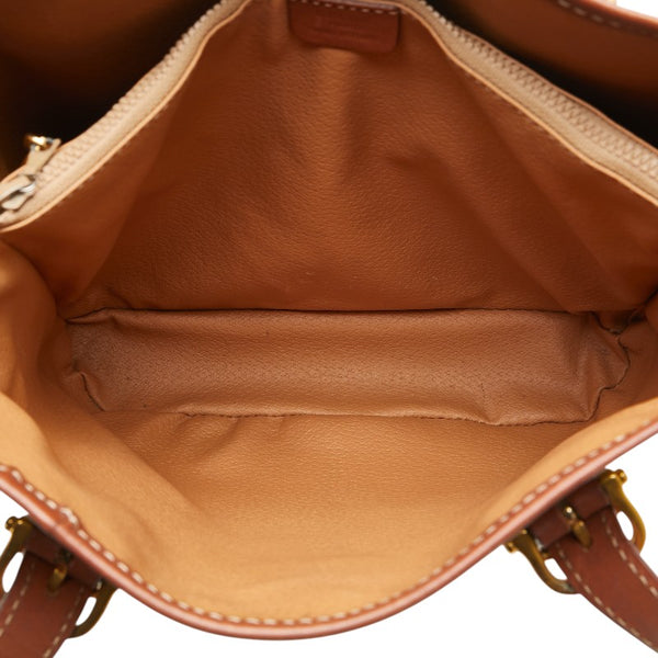 セリーヌ マカダム トートバッグ ハンドバッグ ベージュ ブラウン PVC レザー レディース CELINE 【中古】