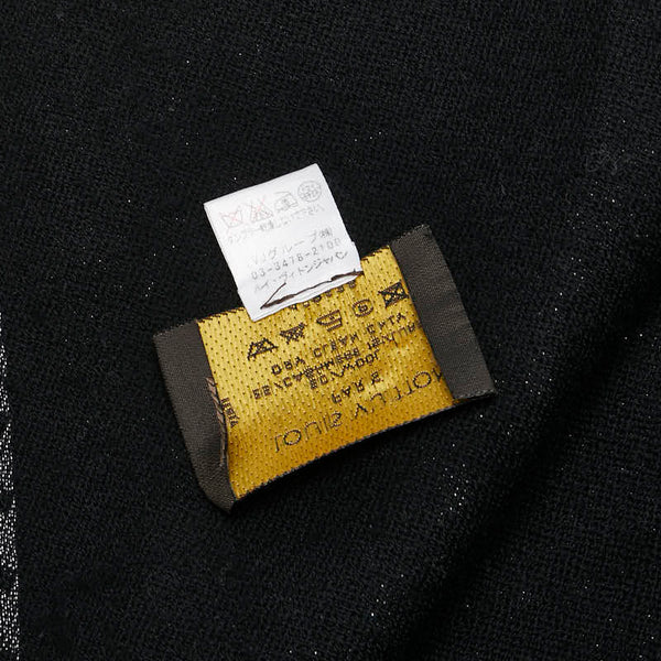 ルイ ヴィトン モノグラム マフラー 408836 ブラック シルバー ウール カシミヤ レディース LOUIS VUITTON 【中古】