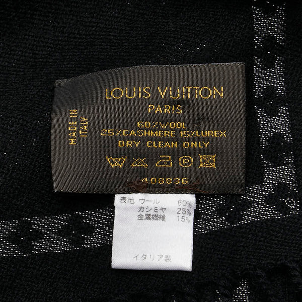 ルイ ヴィトン モノグラム マフラー 408836 ブラック シルバー ウール カシミヤ レディース LOUIS VUITTON 【中古】