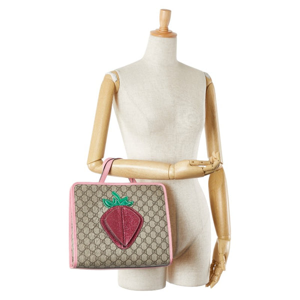 グッチ チルドレンズ GGスプリーム 3Dストロベリー トートバッグ ハンドバッグ 630589 ベージュ ピンク マルチカラー PVC レザー レディース GUCCI 【中古】