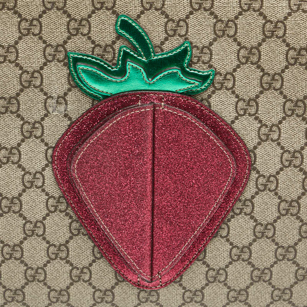 グッチ チルドレンズ GGスプリーム 3Dストロベリー トートバッグ ハンドバッグ 630589 ベージュ ピンク マルチカラー PVC レザー レディース GUCCI 【中古】