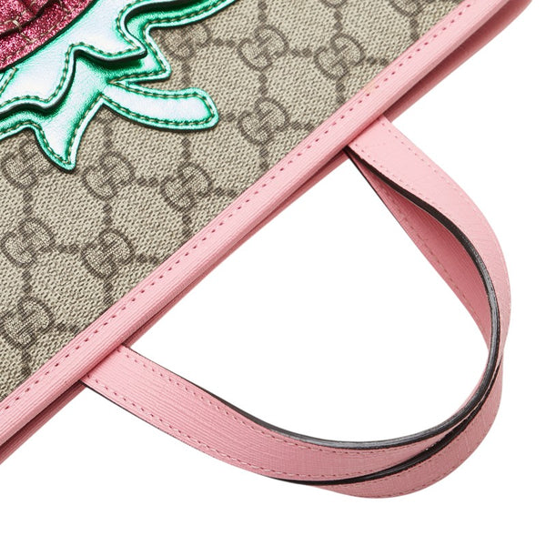 グッチ チルドレンズ GGスプリーム 3Dストロベリー トートバッグ ハンドバッグ 630589 ベージュ ピンク マルチカラー PVC レザー レディース GUCCI 【中古】