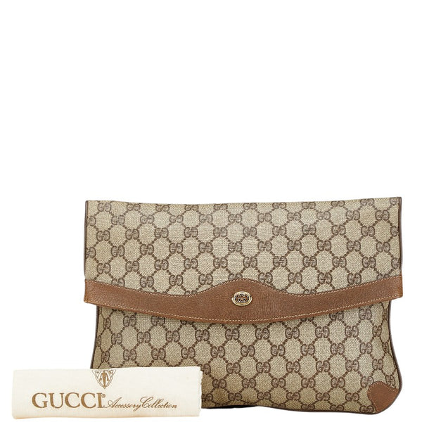 グッチ オールドグッチ GGスプリーム クラッチバッグ セカンドバッグ 89 02 075 ベージュ ブラウン PVC レザー メンズ GUCCI 【中古】