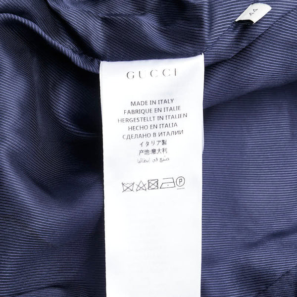 グッチ タイガーキャットボタン ノーカラージャケット ジップアップ サイズ：44 545460 ネイビー レッド ウール ナイロン レディース GUCCI 【中古】