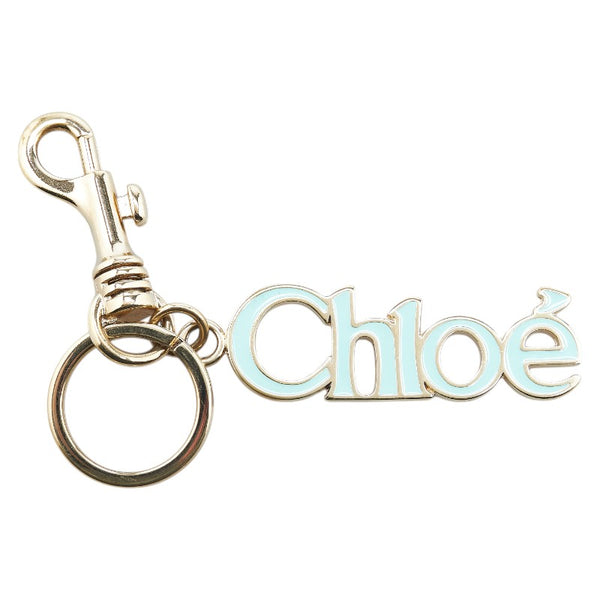 クロエ ロゴ チャーム バッグチャーム  ゴールド ライトブルー メッキ レディース Chloe 【中古】