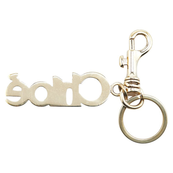 クロエ ロゴ チャーム バッグチャーム  ゴールド ライトブルー メッキ レディース Chloe 【中古】