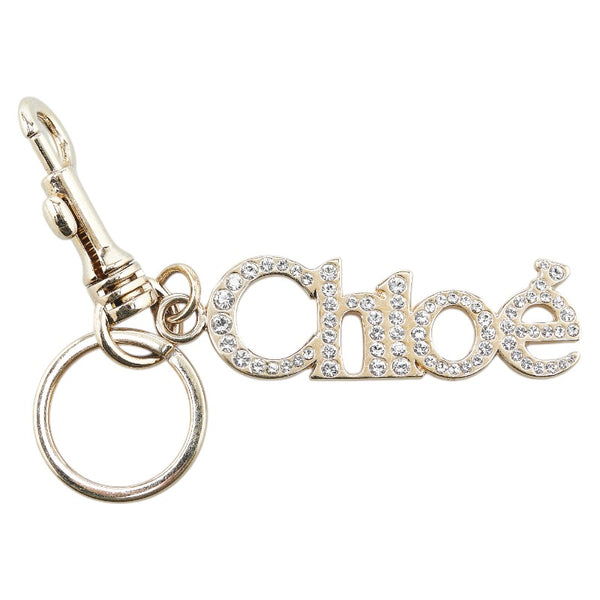 クロエ ロゴ ラインストーン チャーム バッグチャーム  ゴールド メッキ レディース Chloe 【中古】