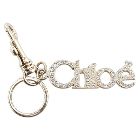 クロエ ロゴ ラインストーン チャーム バッグチャーム  ゴールド メッキ レディース Chloe 【中古】